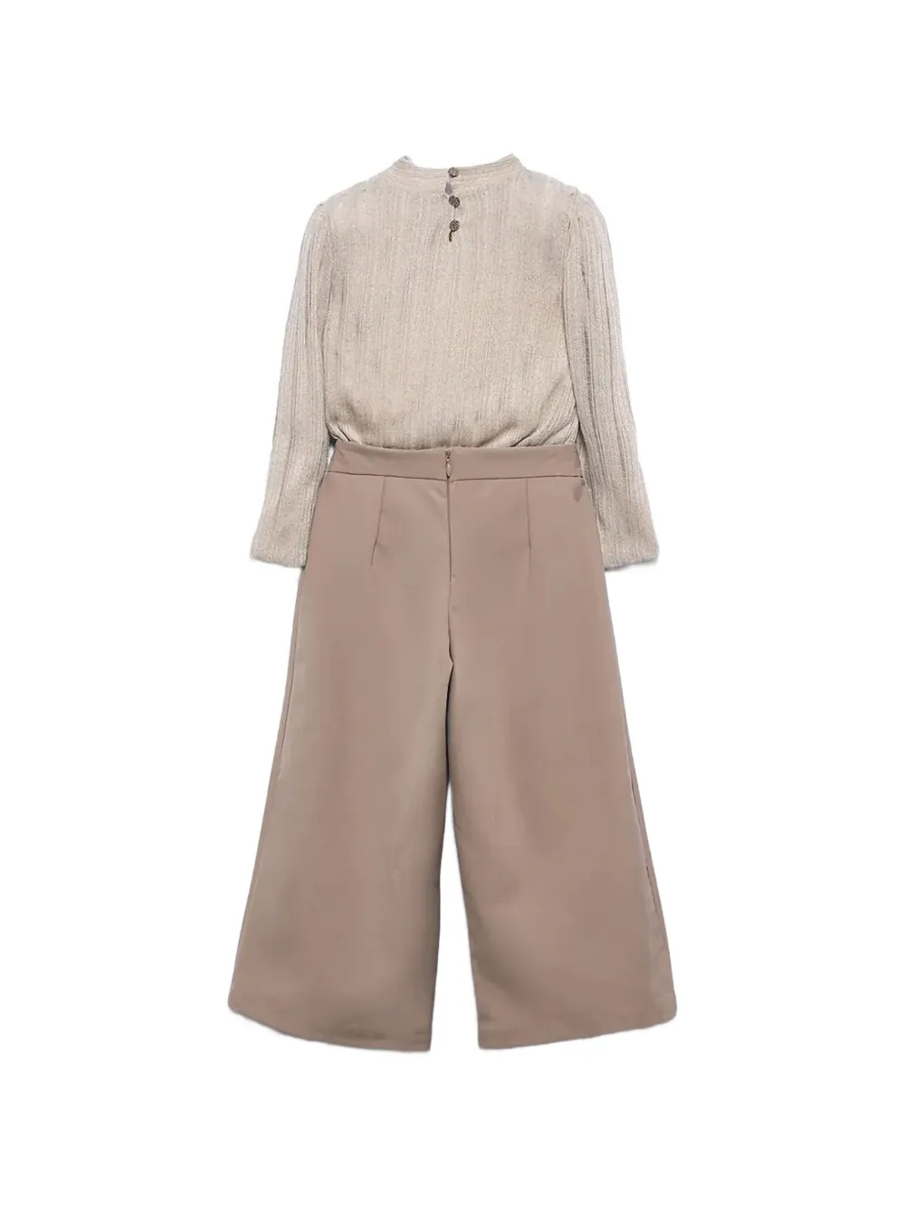 Abel & Lula Geplooide jumpsuit met strikdetail Beige
