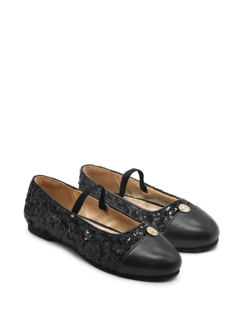 Abel & Lula sequin-embellished leather-cap ballet flats