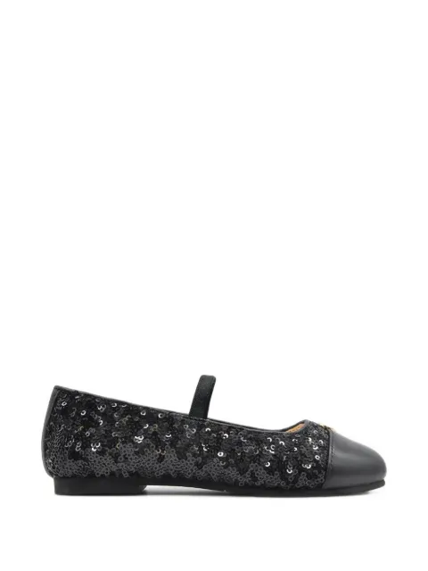 Abel & Lula sequin-embellished leather-cap ballet flats