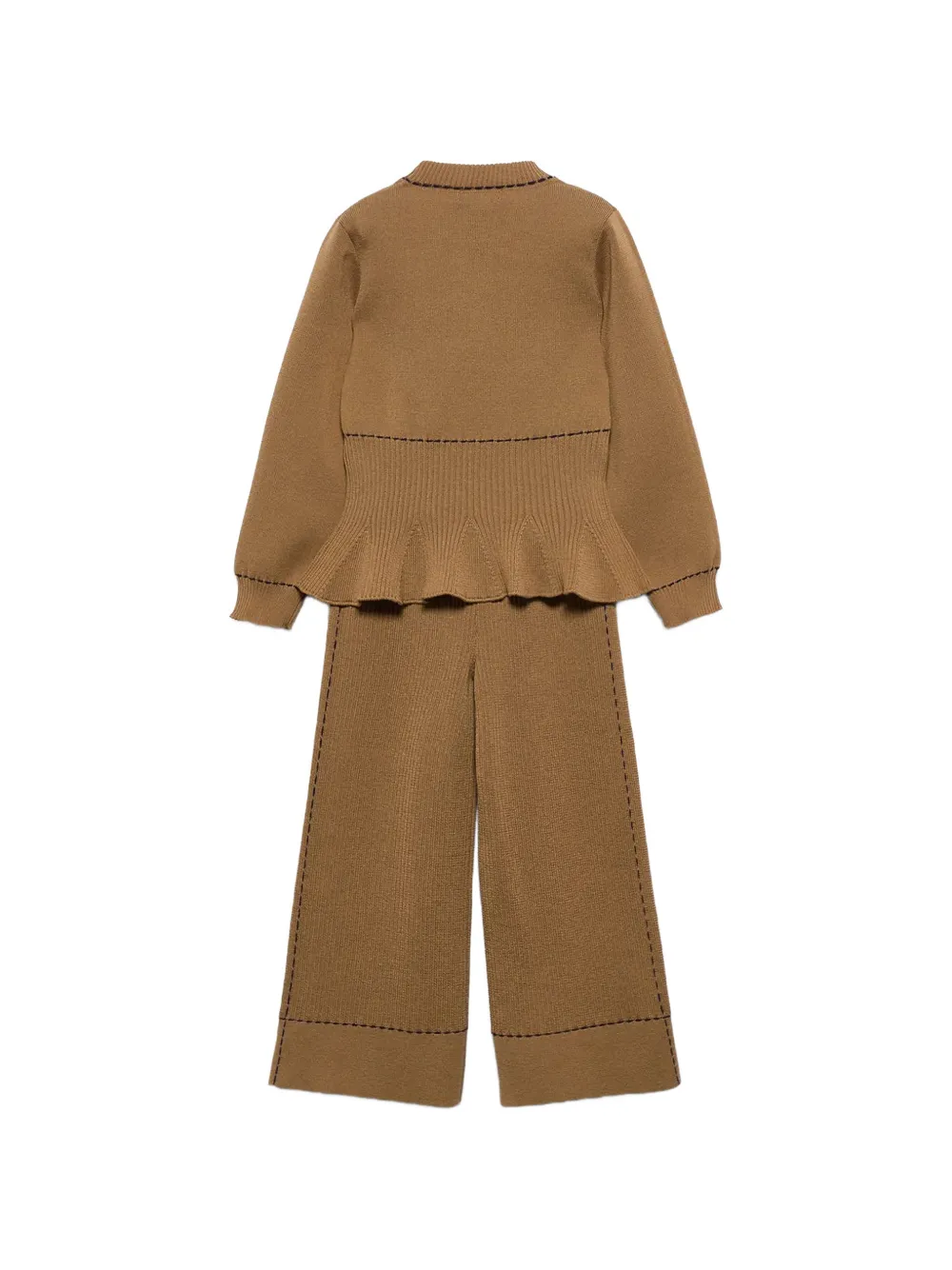 Abel & Lula Peplum broekset met contrasterende stiksels Bruin