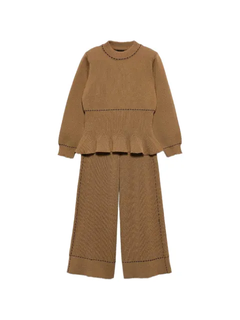 Abel & Lula contrast-stitch peplum trousers set