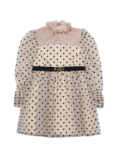 Abel & Lula polka-dot tulle-overlay dress