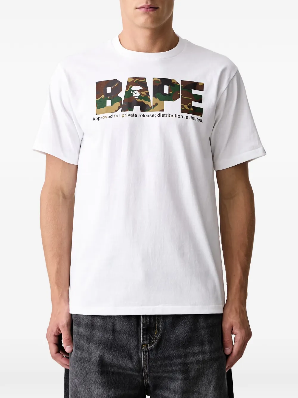A BATHING APE T-shirt met camo-logo Wit