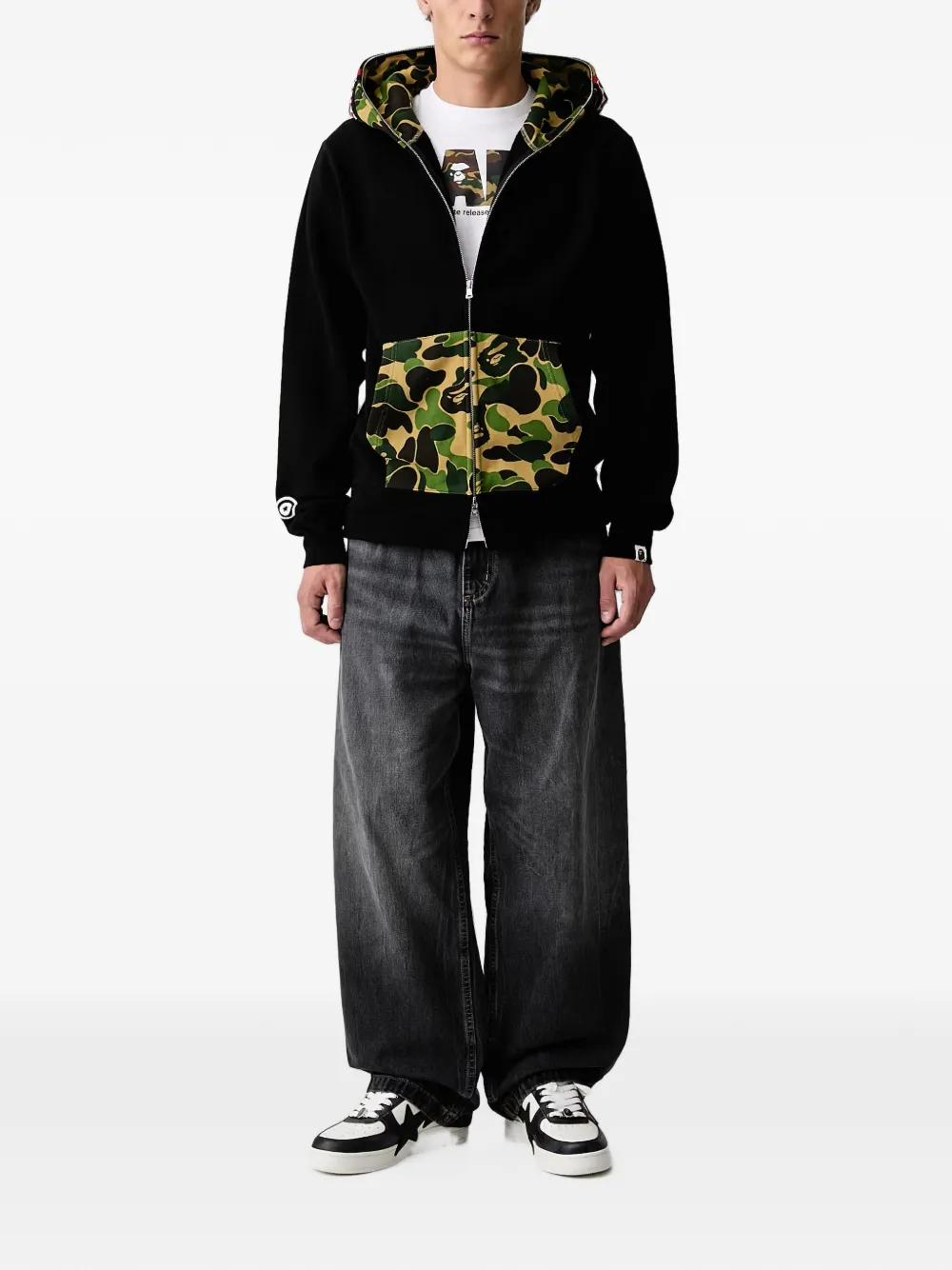 A BATHING APE T-shirt met camo-logo Wit