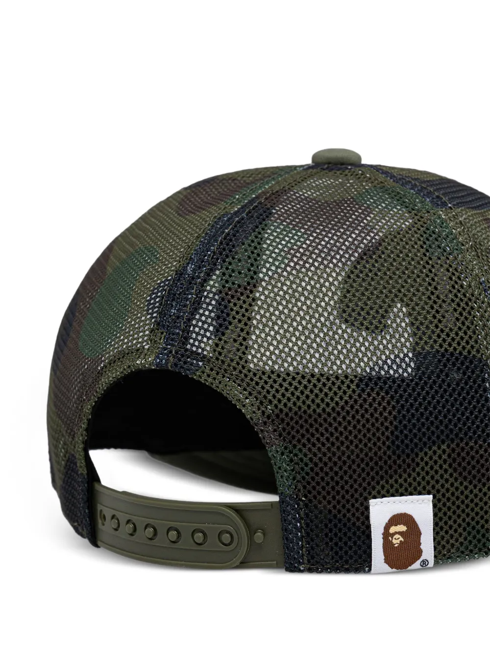 A BATHING APE 1ST College pet met camouflageprint en logo-patch Groen