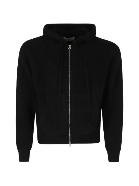 DUNST ribbed-knit zip-up hoodie