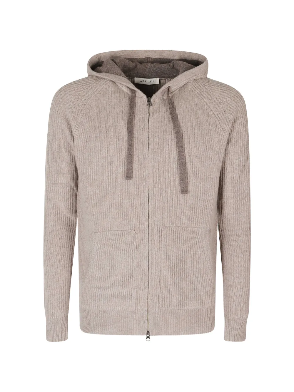 l.b.m. ribbed-knit zip-up hoodie - Neutrals