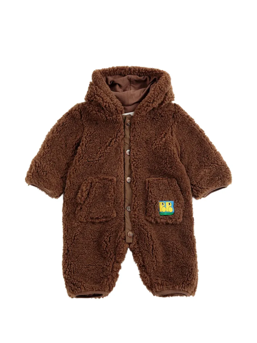 Bobo Choses fleece-texture hooded jumpsuit - Marrone