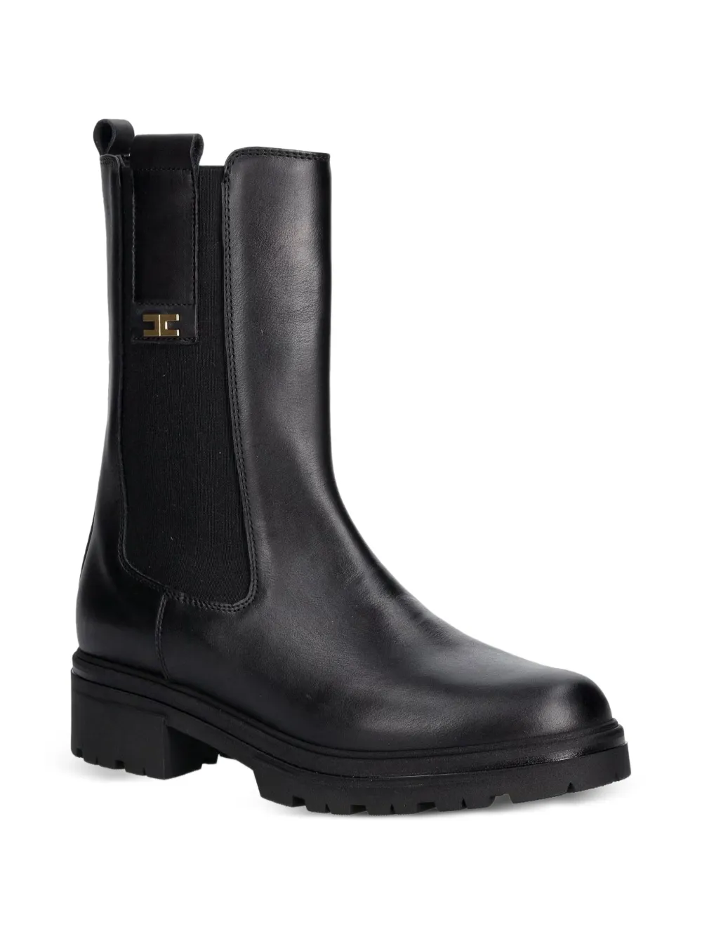 Elisabetta Franchi Kids bottines chelsea à plaque logo et semelle épaisse - Noir Elisabetta Franchi Kids bottines chelsea à plaque logo et semelle épaisse - Noir