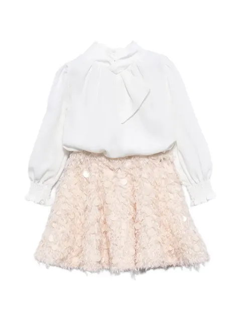 Abel & Lula sequin-embellished feathered skirt set