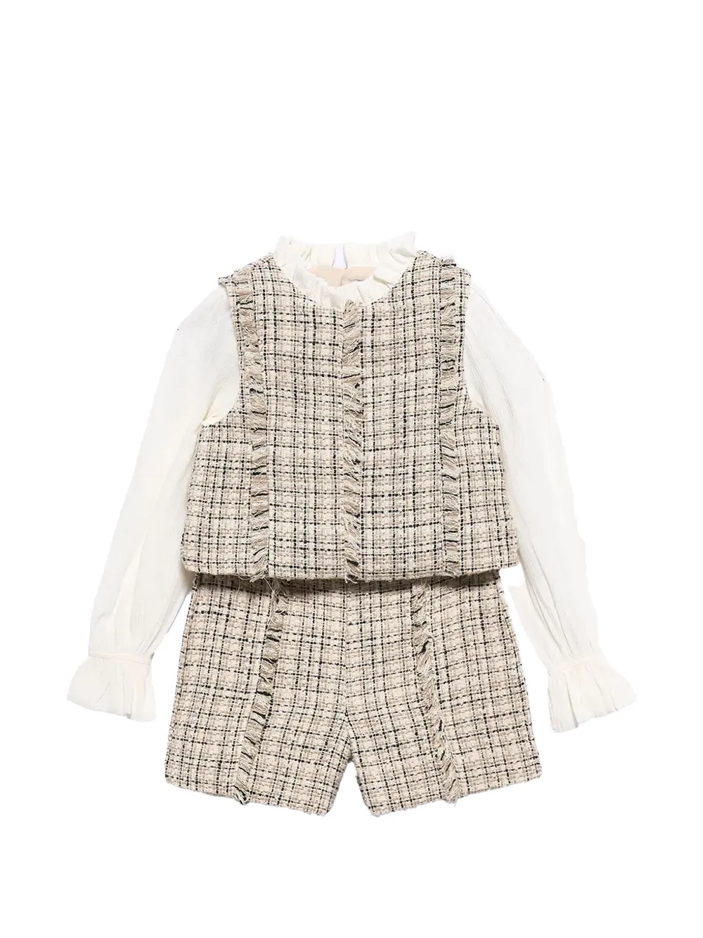 Abel & Lula ensemble haut-short en maille bouclé à bords francs - Marron Abel & Lula ensemble haut-short en maille bouclé à bords francs - Marron