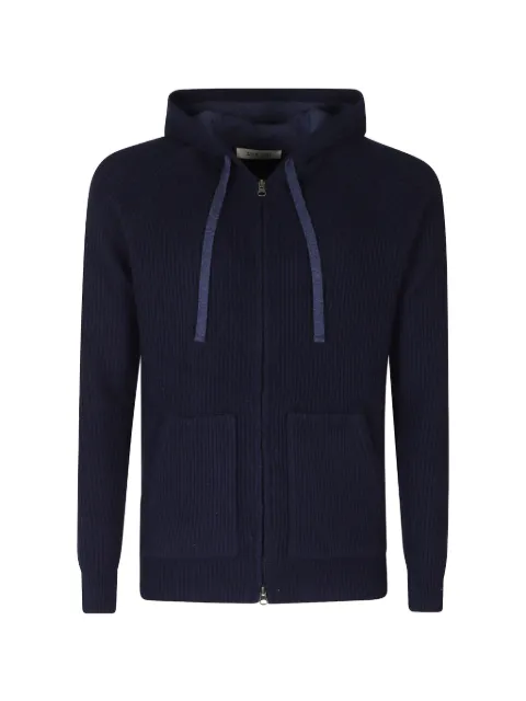 l.b.m. ribbed-knit zip-up hoodie