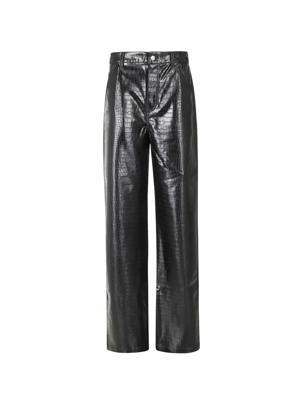 DES PHEMMES croc-effect faux-leather trousers Zwart
