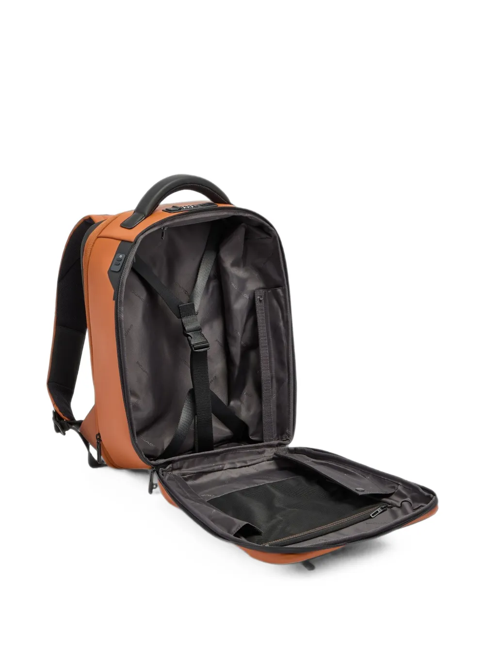 PIQUADRO logo-plaque panelled backpack Oranje