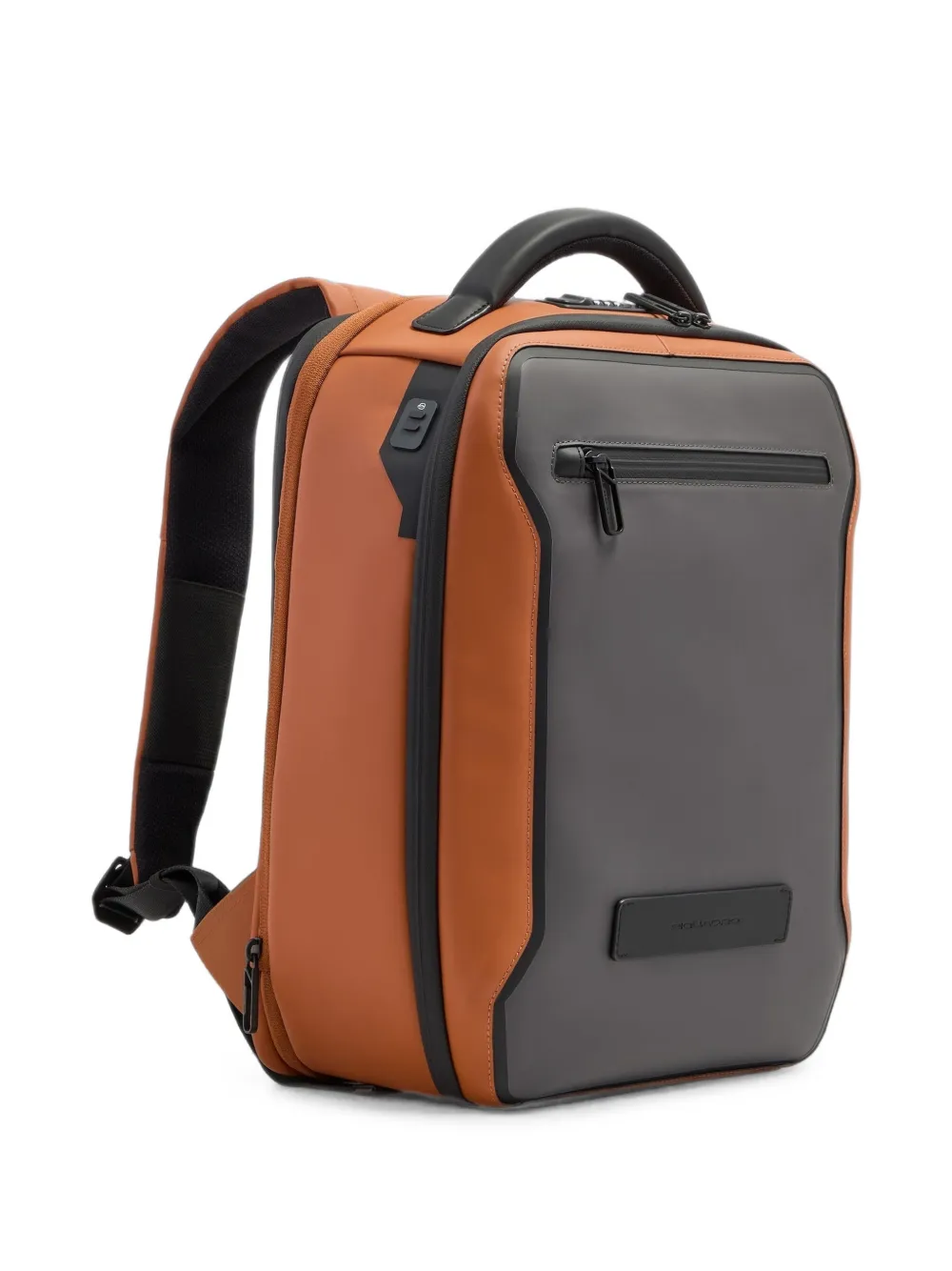 PIQUADRO logo-plaque panelled backpack Oranje