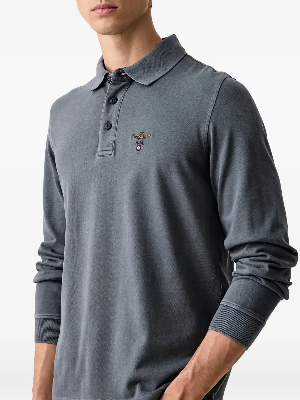 Aeronautica Militare Poloshirt met lange mouwen Grijs