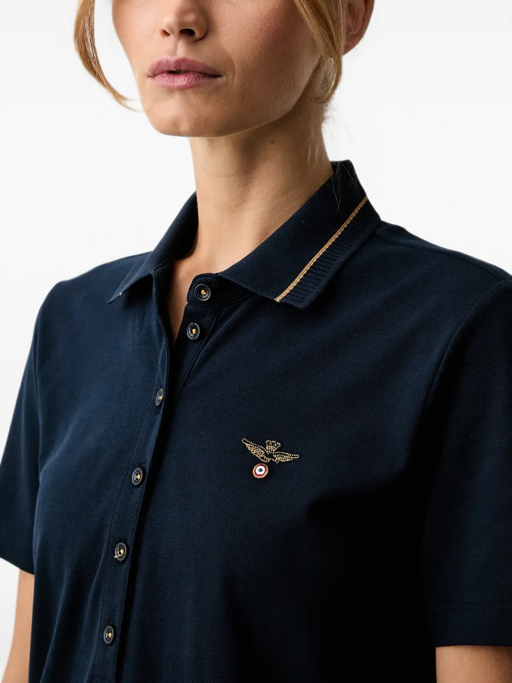 Aeronautica Militare Piqué poloshirt met geborduurd logo Blauw
