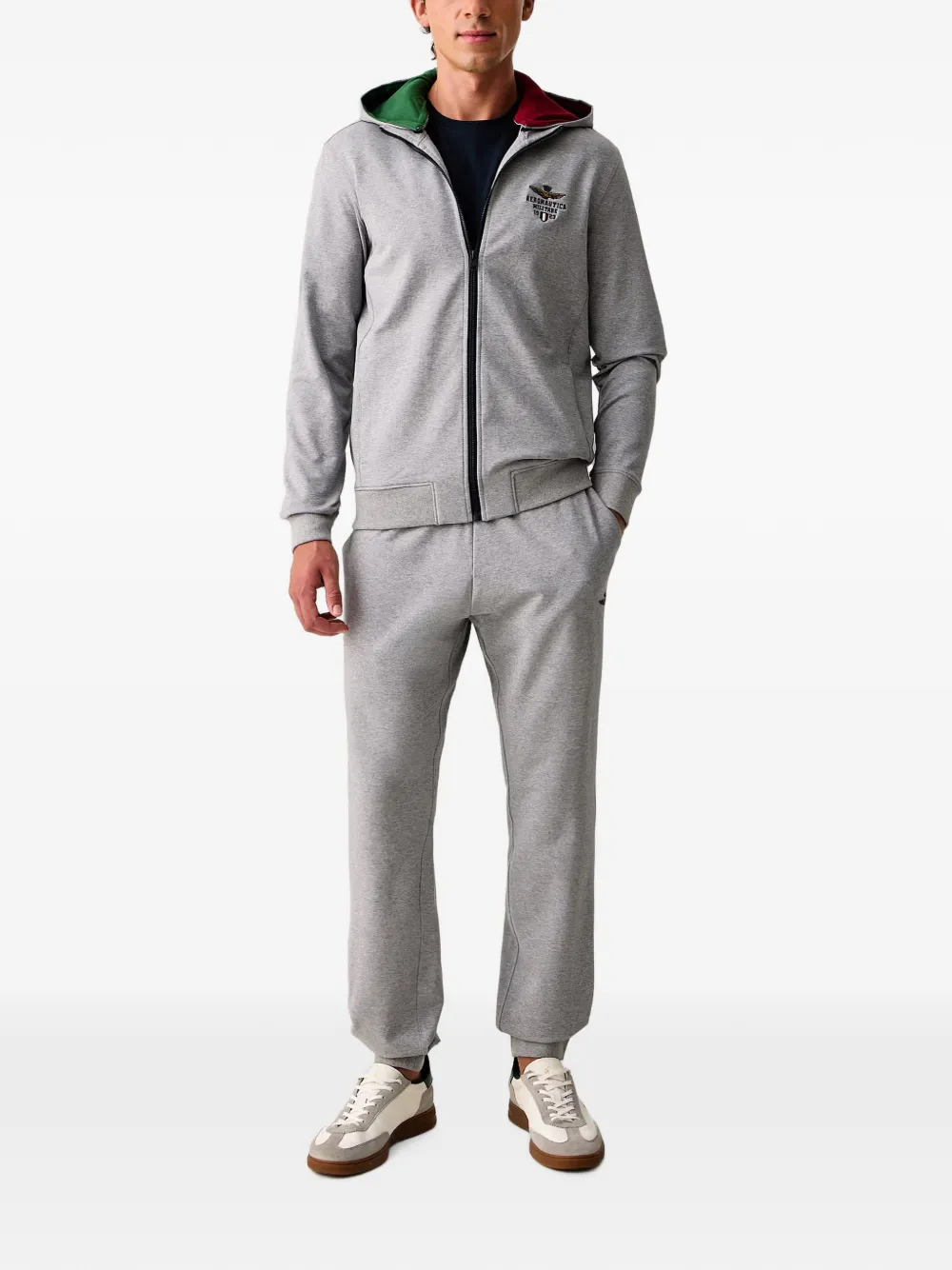 Aeronautica Militare Hoodie met geborduurd logo Grijs
