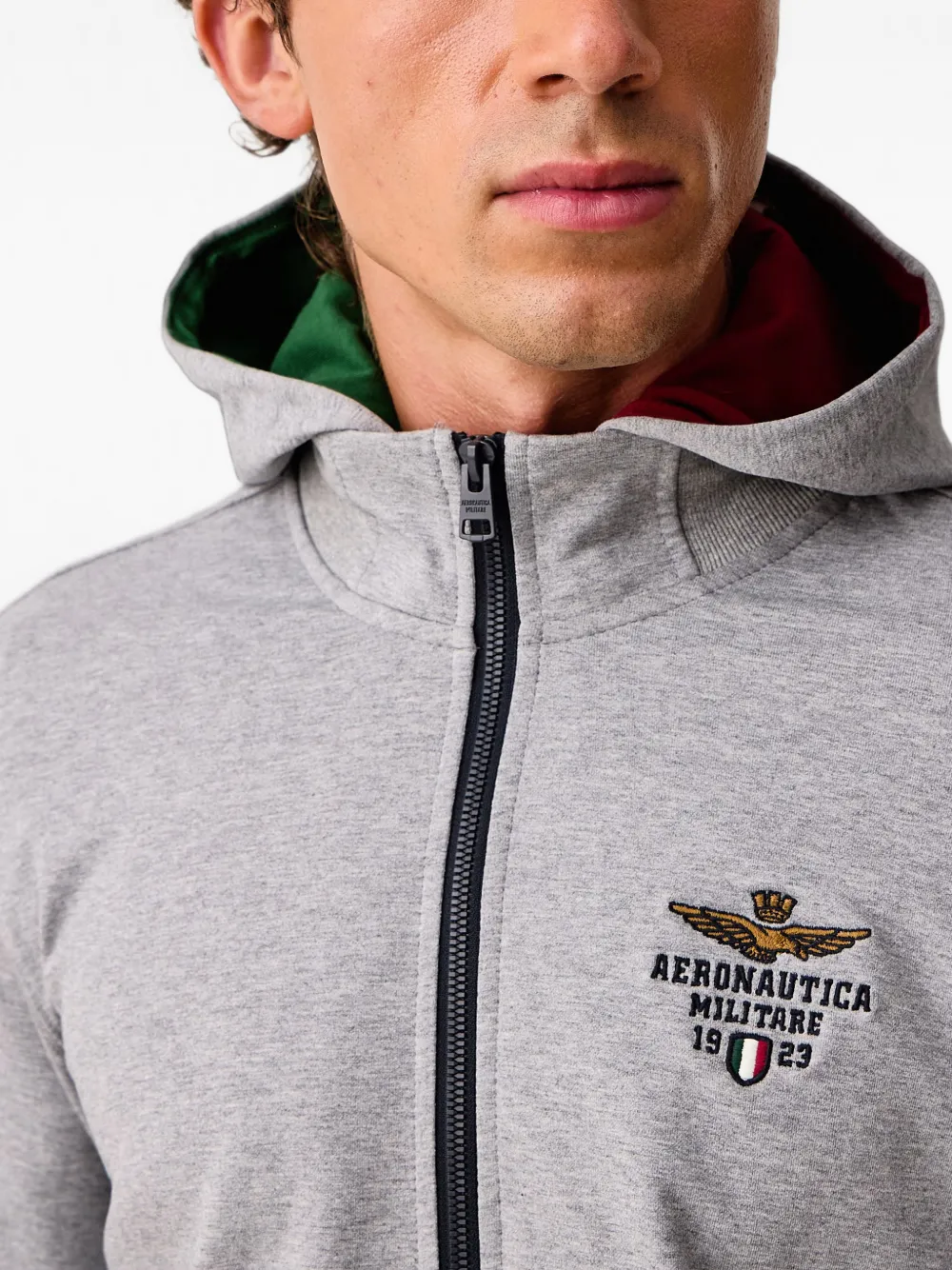 Aeronautica Militare Hoodie met geborduurd logo Grijs