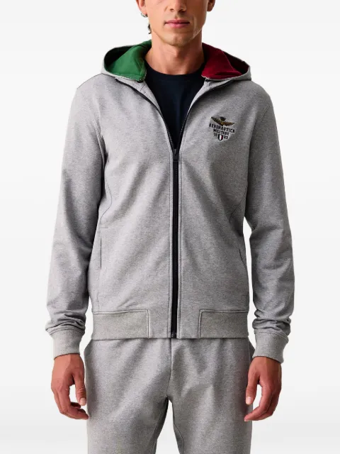 Aeronautica Militare logo-embroidered zip-up hoodie