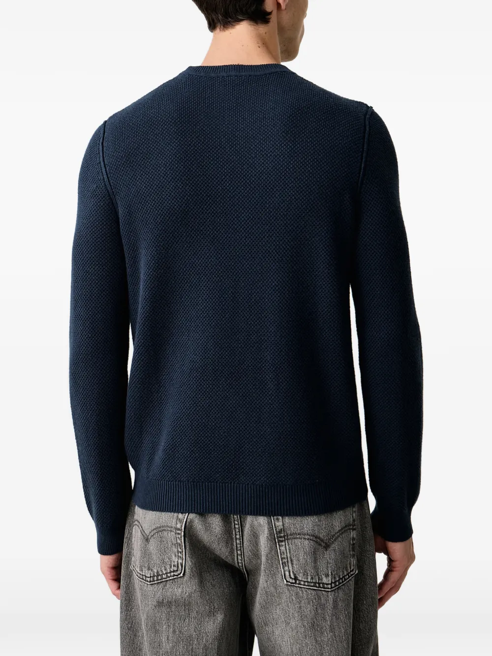 Aeronautica Militare Wafelgebreide trui met opgestikt detail Blauw