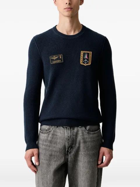 Aeronautica Militare patch-detail waffle-knit sweater