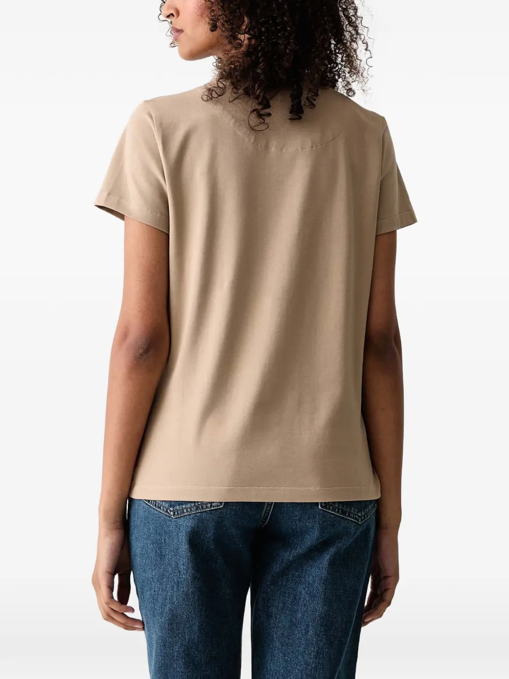 Aeronautica Militare T-shirt met geborduurd logo Beige