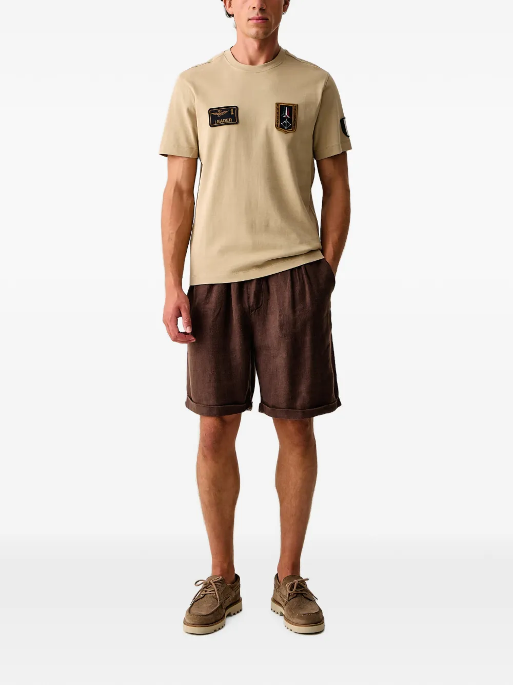 Aeronautica Militare T-shirt met logopatch Beige