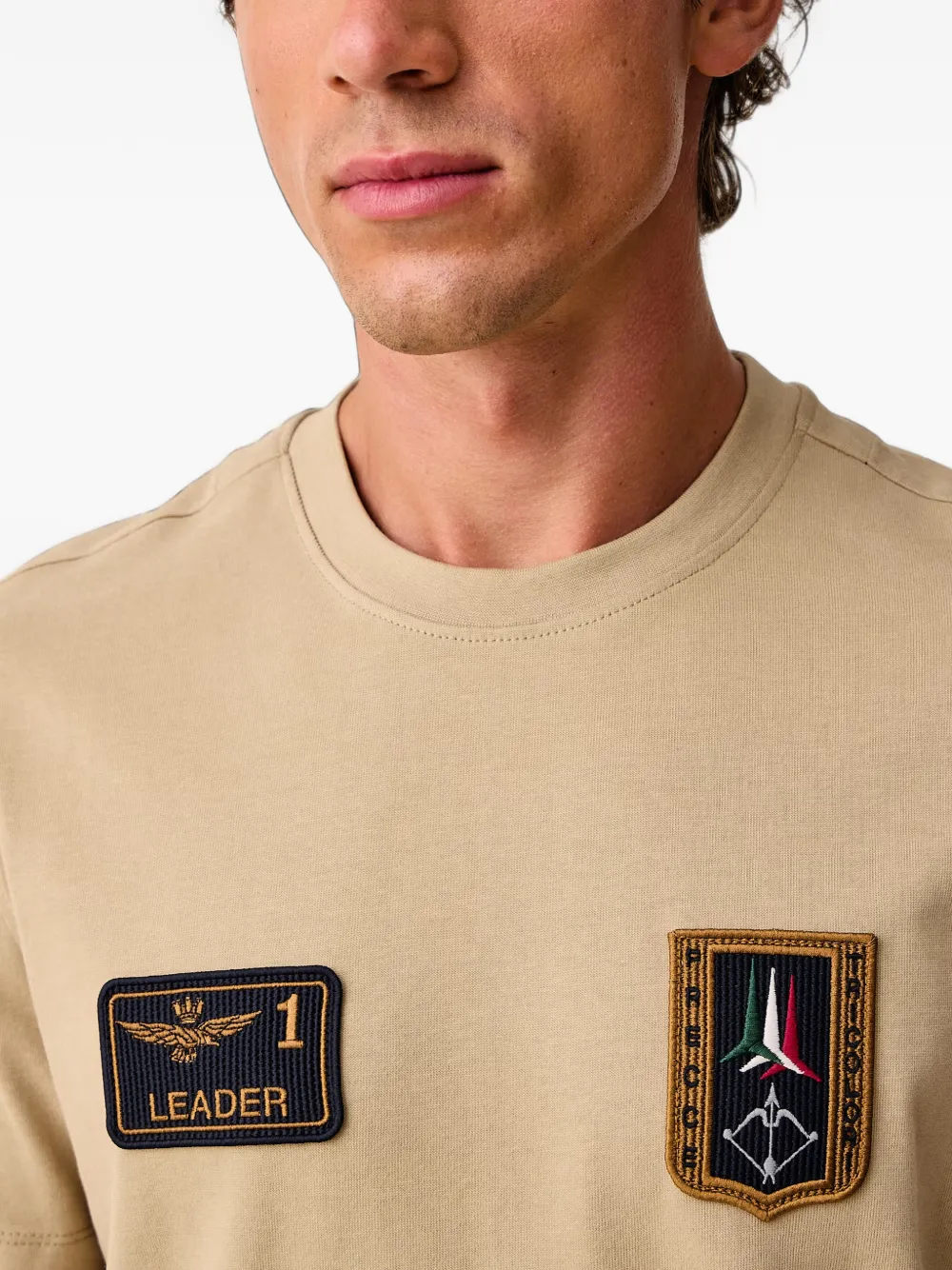 Aeronautica Militare T-shirt met logopatch Beige