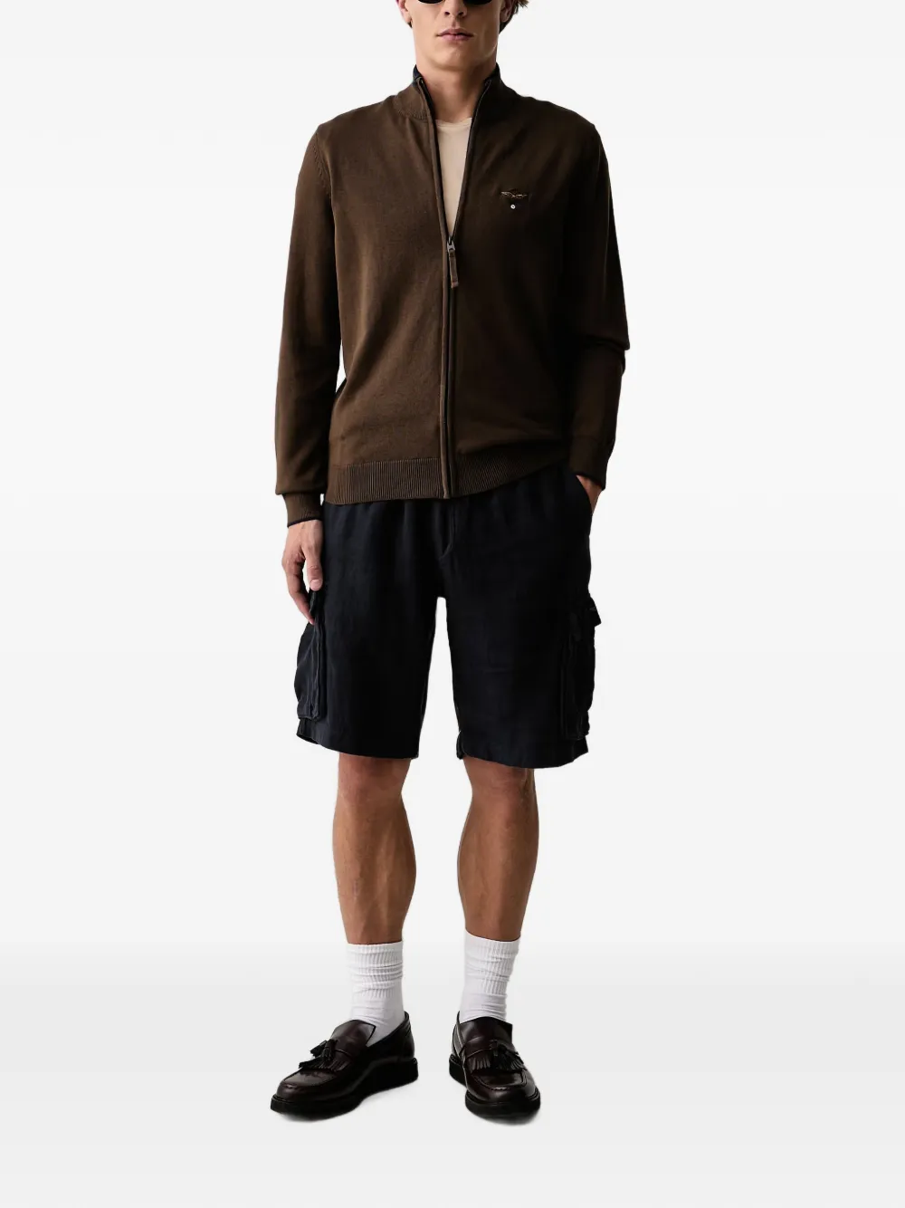 Aeronautica Militare Cargo shorts met ceintuur Zwart