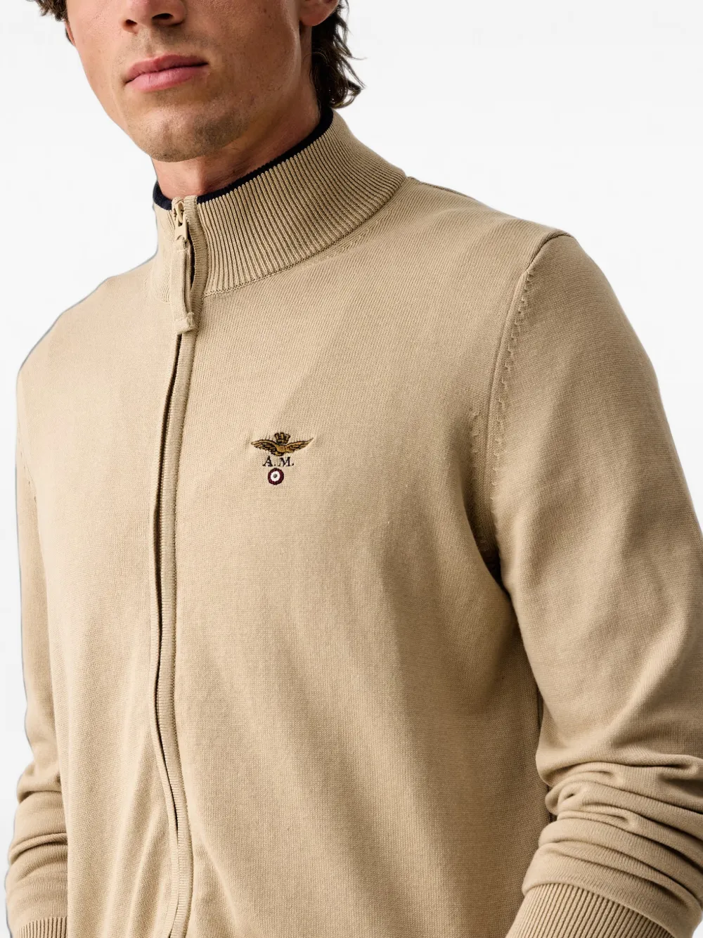 Aeronautica Militare Vest met geborduurd logo Beige