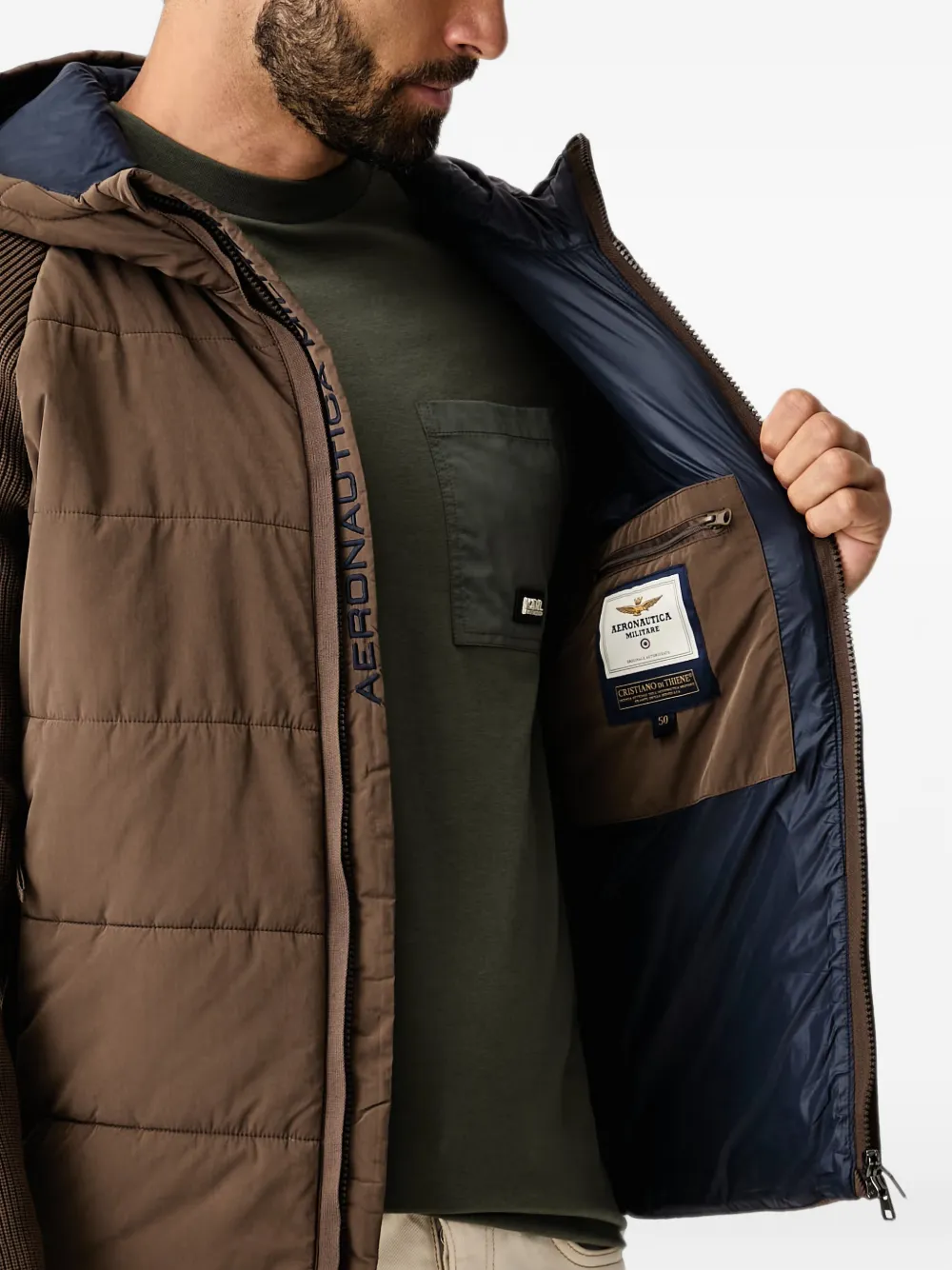 Aeronautica Militare Jack met capuchon en logopatch Bruin