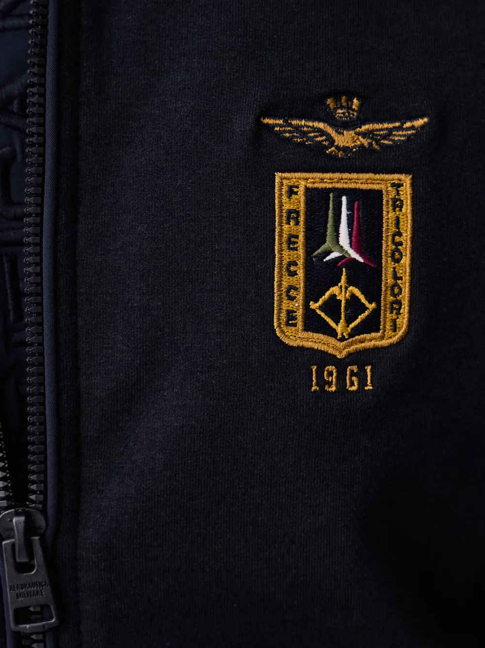 Aeronautica Militare Trui met rits en borduurwerk Blauw