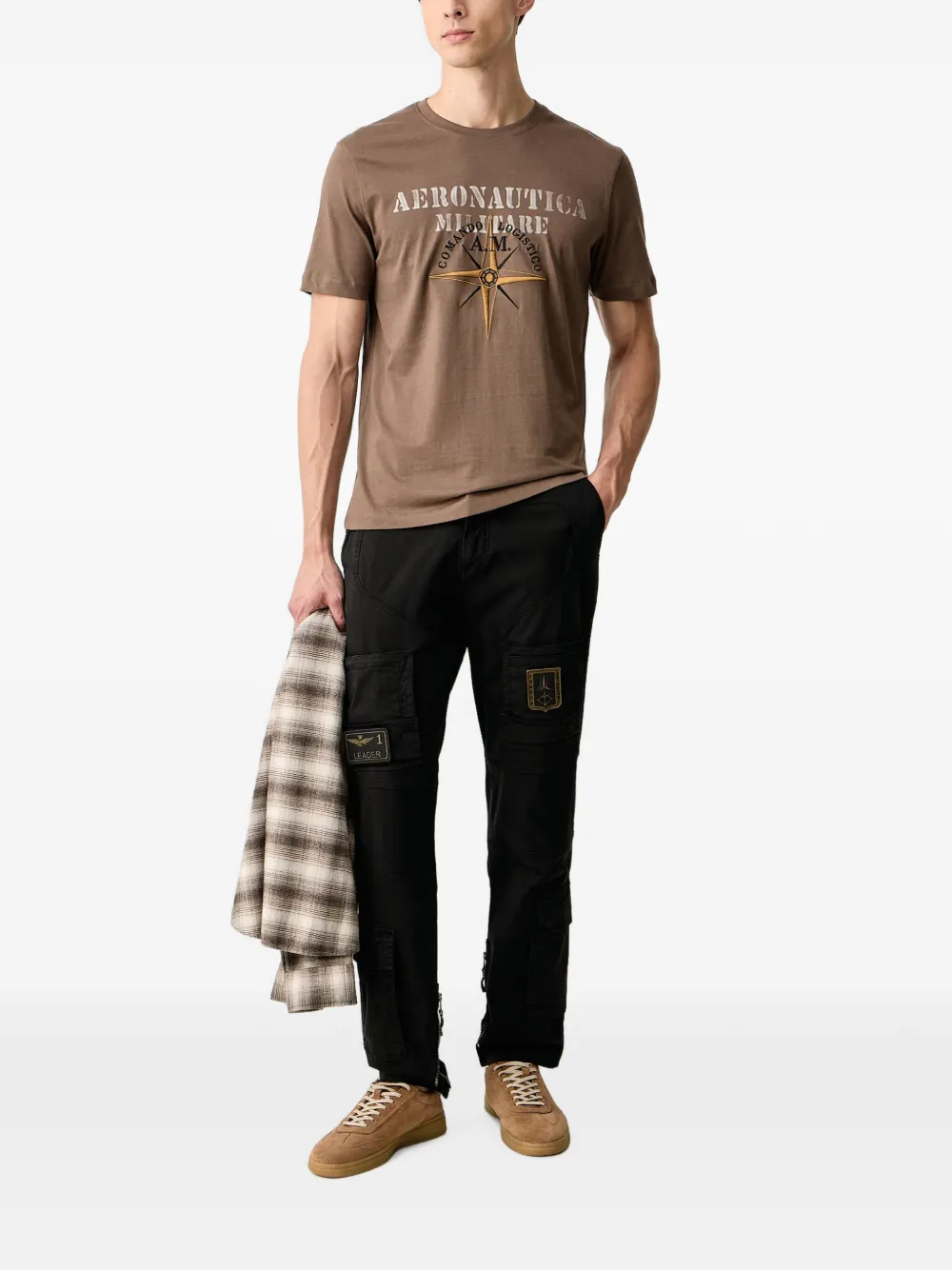 Aeronautica Militare Cargo broek met logopatch Zwart