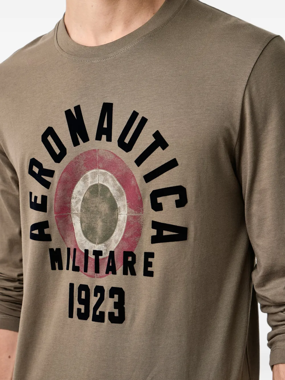 Aeronautica Militare logo-print long-sleeve T-shirt Beige