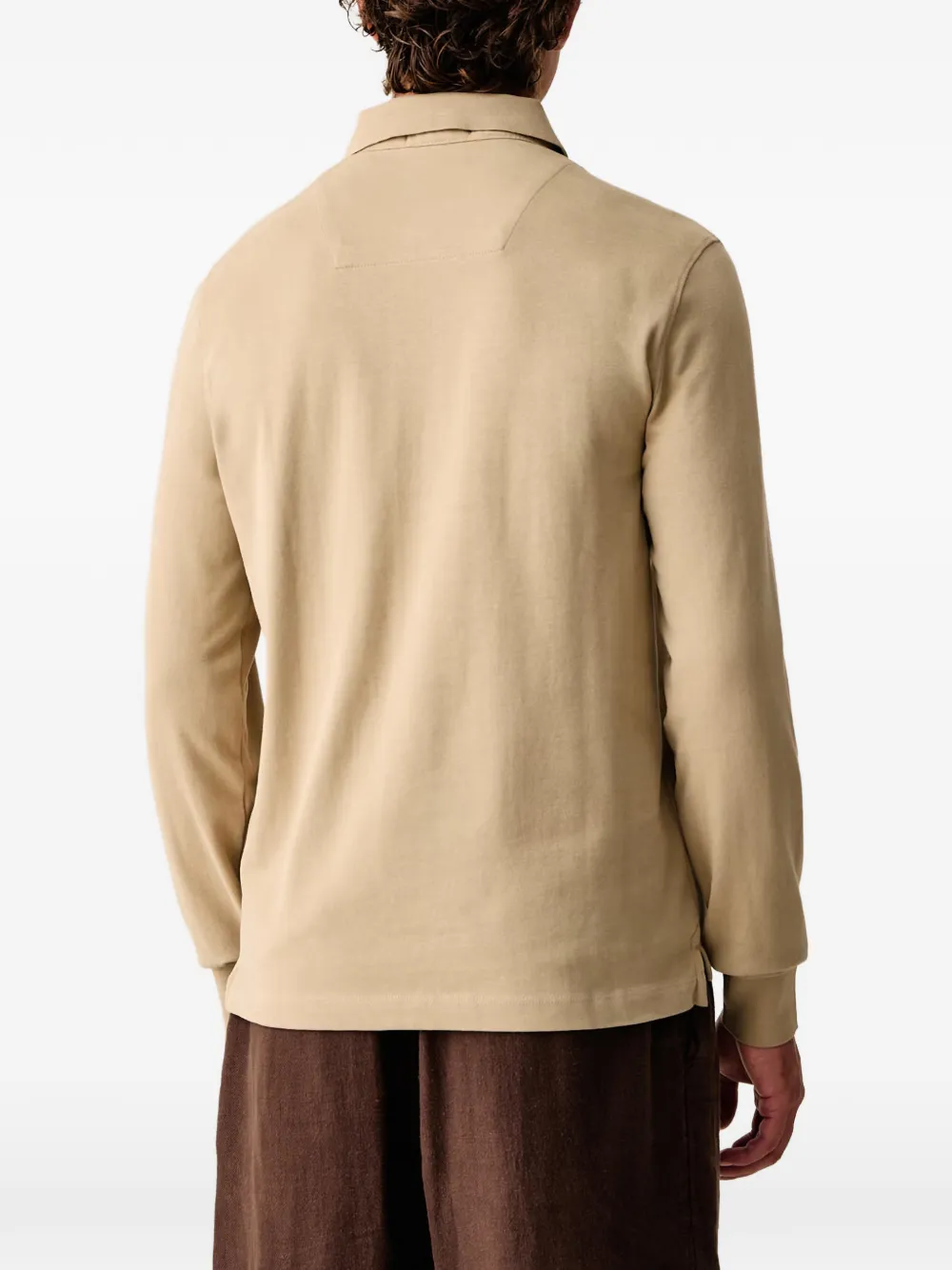 Aeronautica Militare Poloshirt met lange mouwen en patchdetail Beige