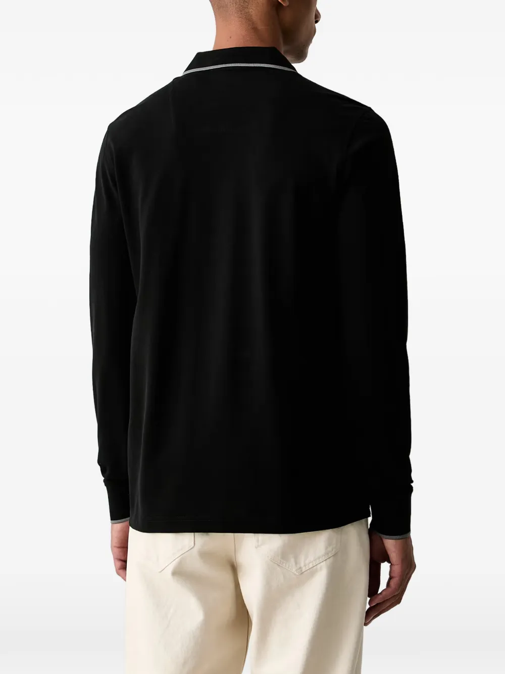 Aeronautica Militare Poloshirt met lange mouwen en geborduurd logo Zwart