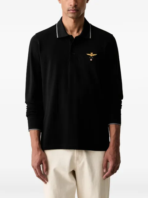 Aeronautica Militare polo con logo bordado de manga larga
