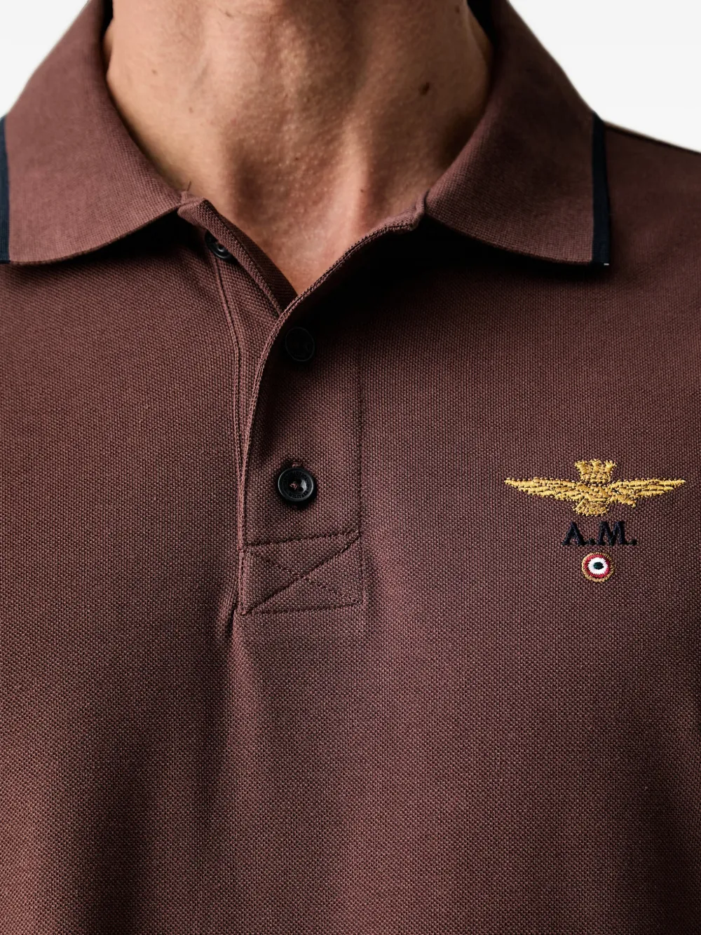 Aeronautica Militare Poloshirt met geborduurd logo Bruin