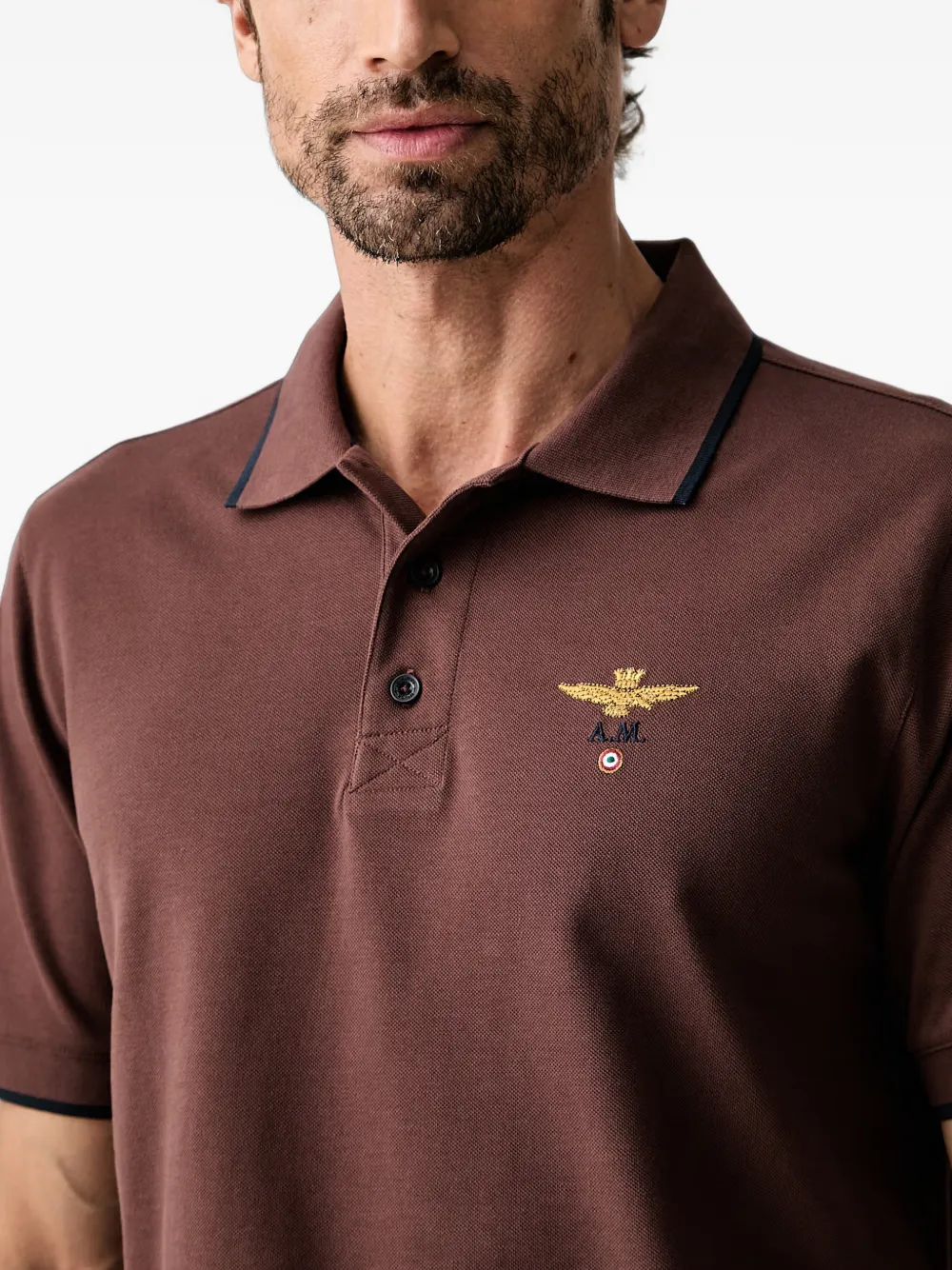 Aeronautica Militare Poloshirt met geborduurd logo Bruin