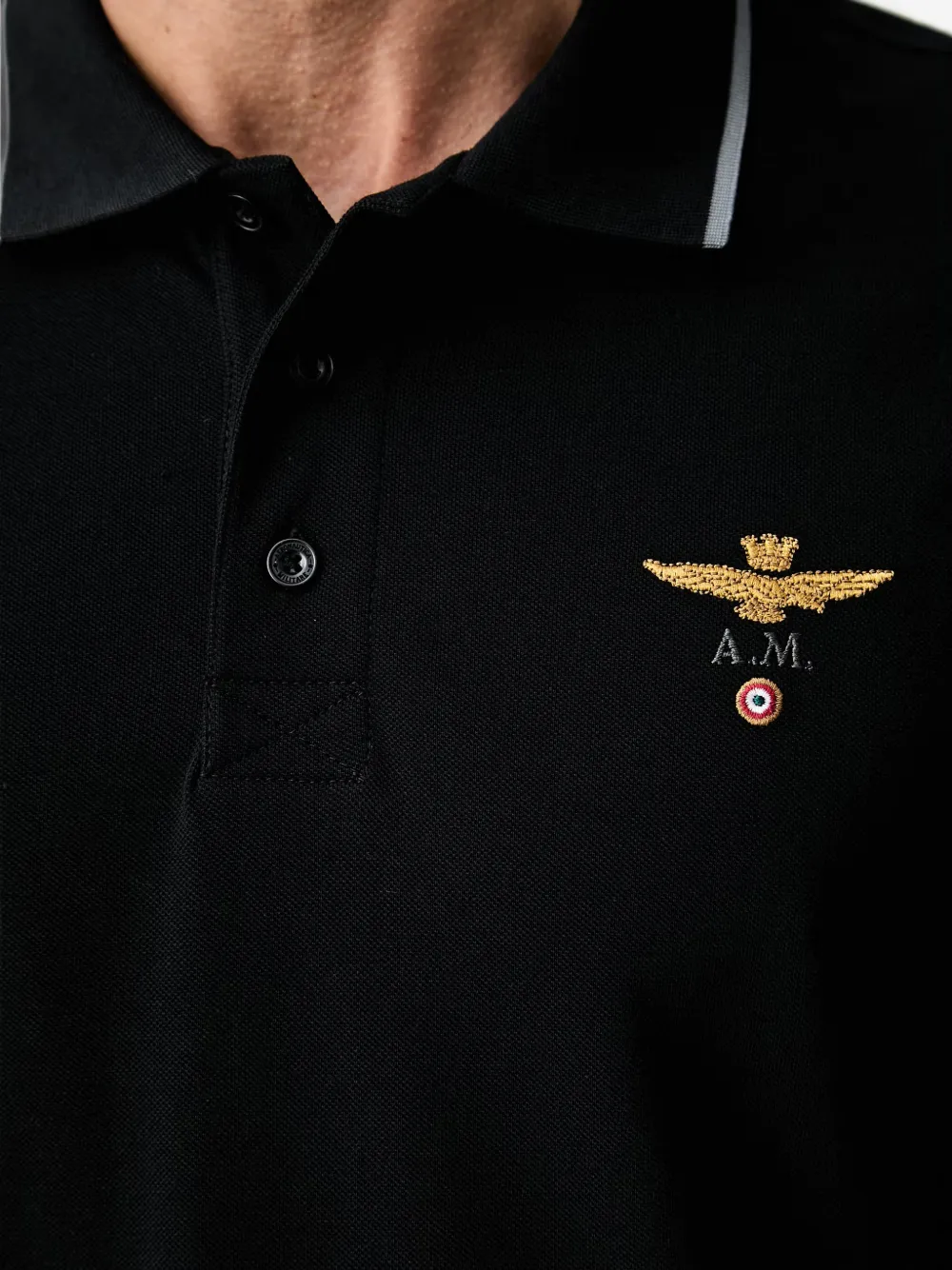 Aeronautica Militare Poloshirt met geborduurd logo Zwart
