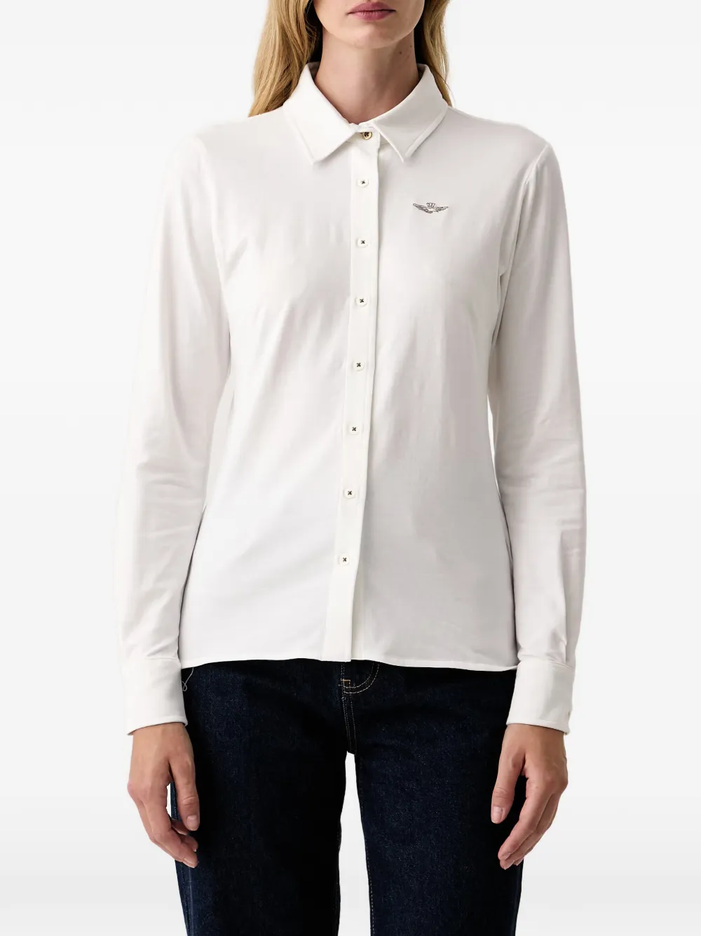 Aeronautica Militare Overhemd met geborduurd logo Wit