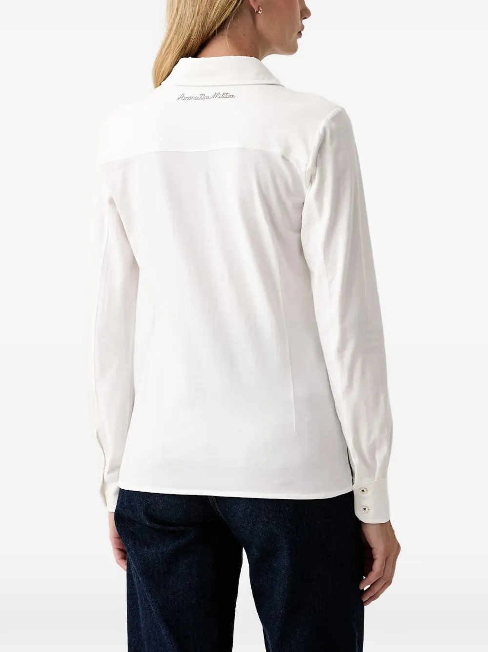 Aeronautica Militare Overhemd met geborduurd logo Wit