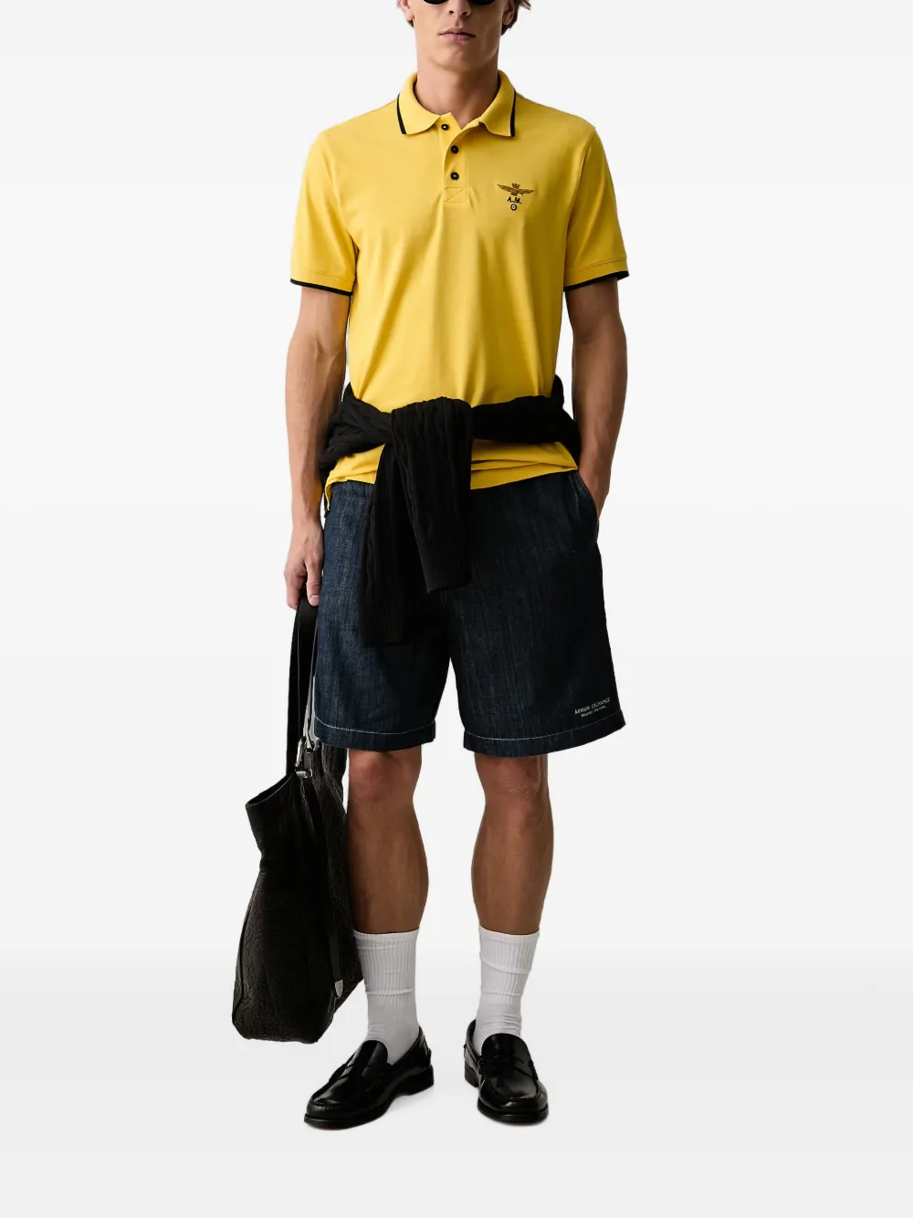 Aeronautica Militare Poloshirt met geborduurd logo Geel