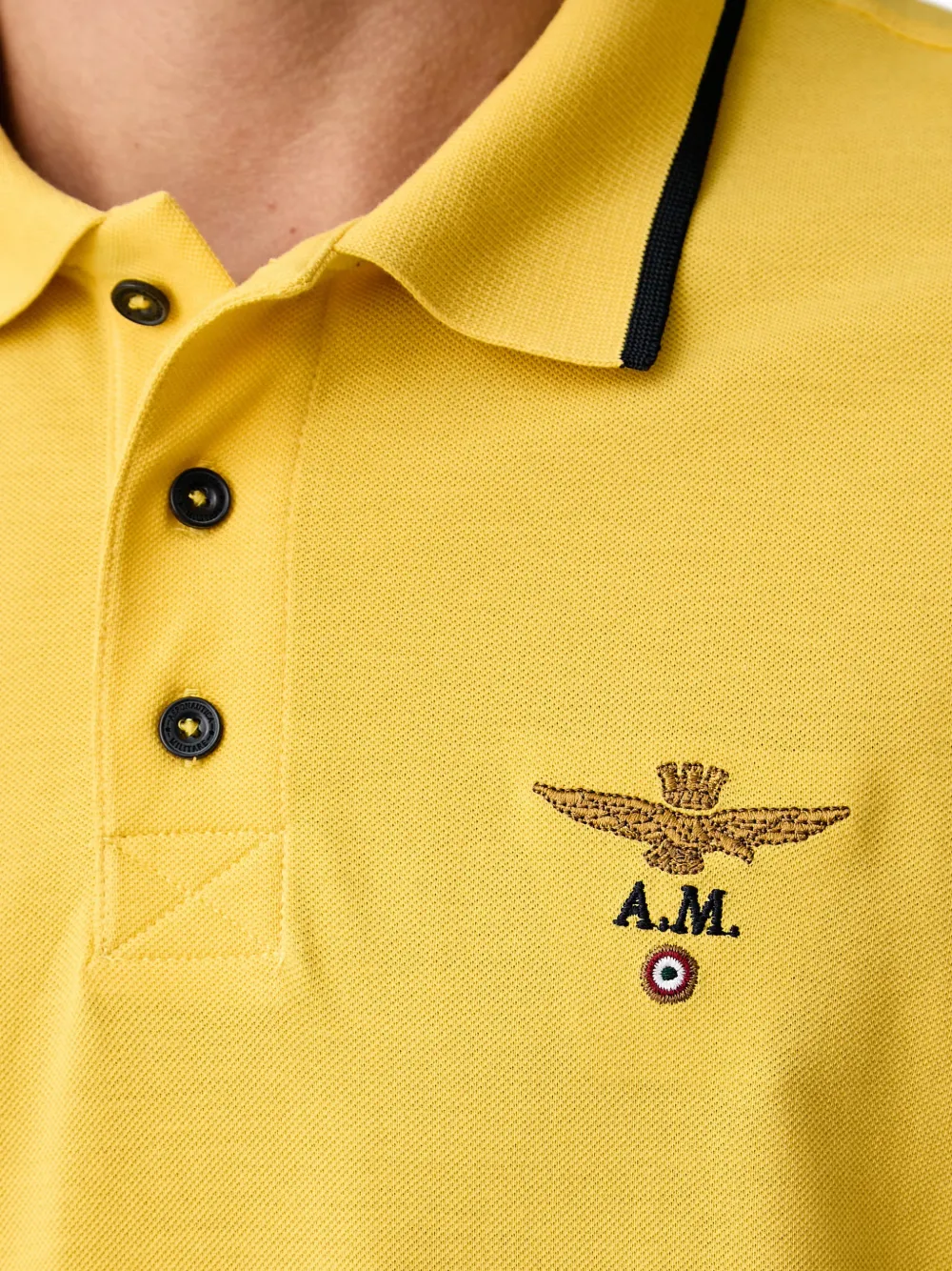 Aeronautica Militare Poloshirt met geborduurd logo Geel