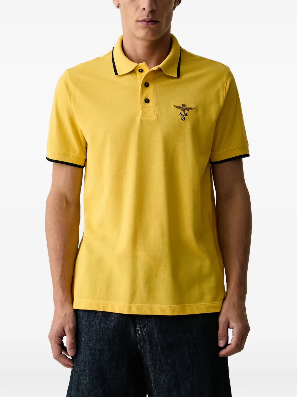 Aeronautica Militare logo-embroidered tipped polo shirt