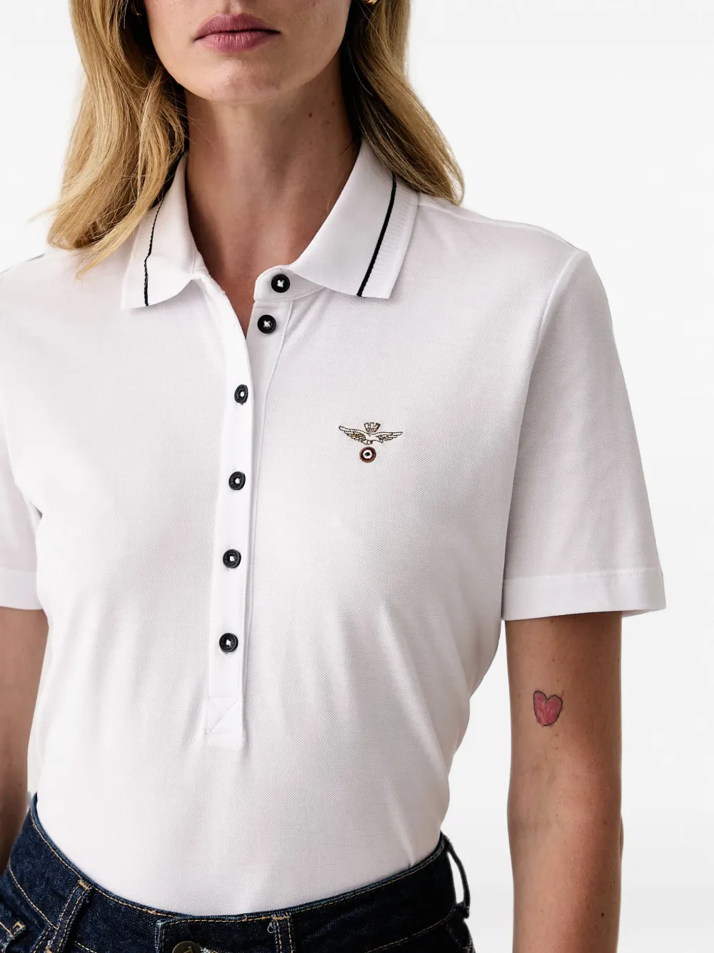 Aeronautica Militare Poloshirt met geborduurd logo Wit