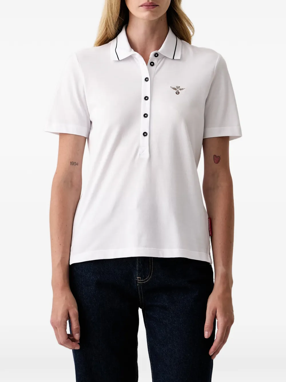 Aeronautica Militare logo-embroidered polo shirt - Bianco