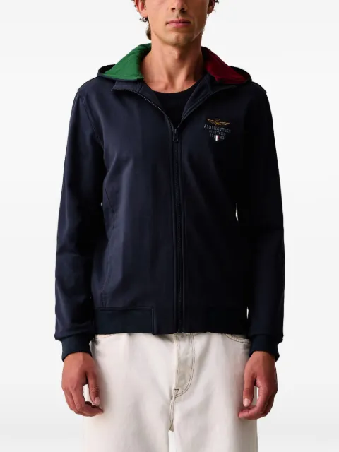 Aeronautica Militare logo-embroidered zip-up hoodie