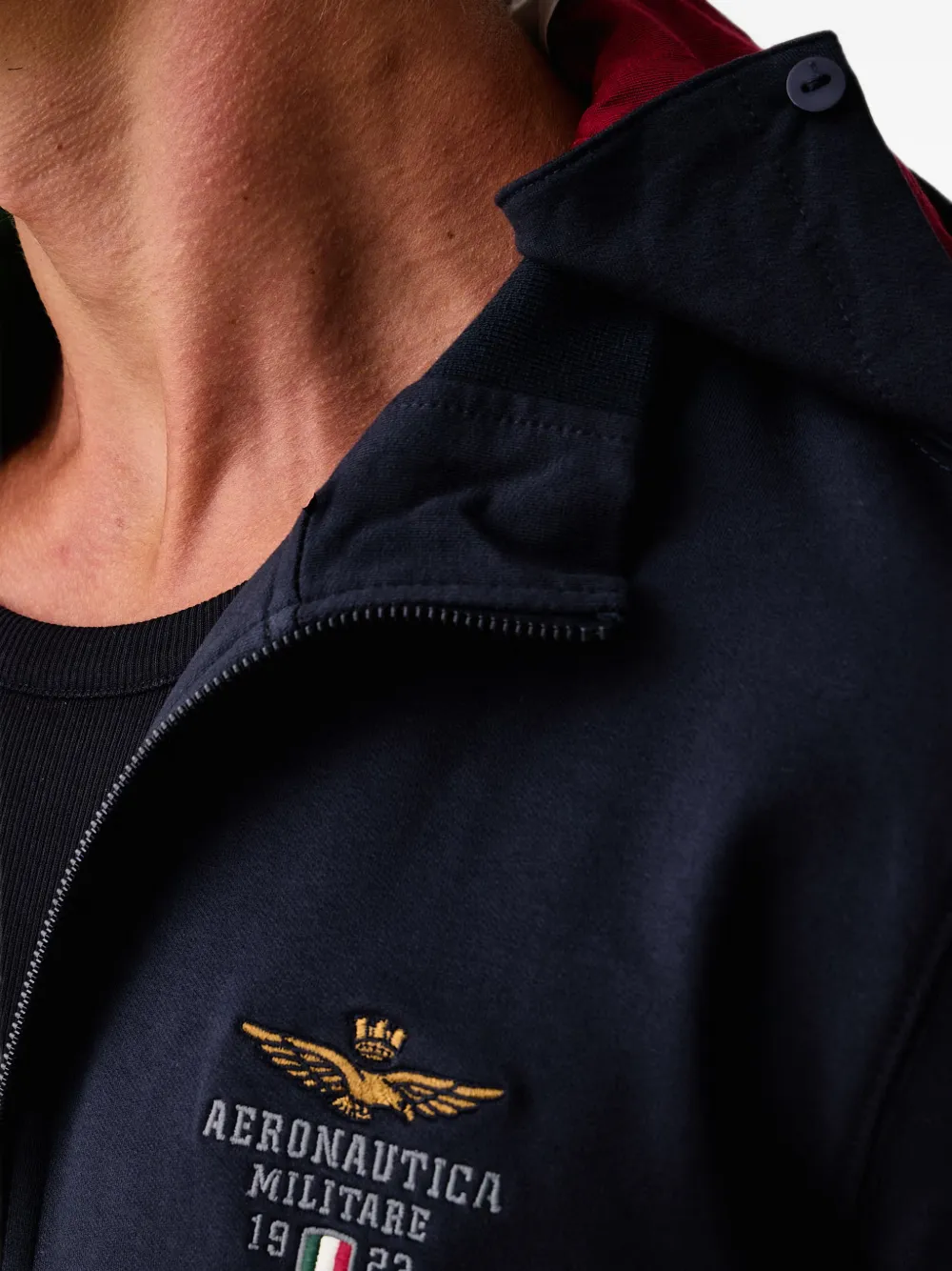 Aeronautica Militare Hoodie met geborduurd logo Blauw
